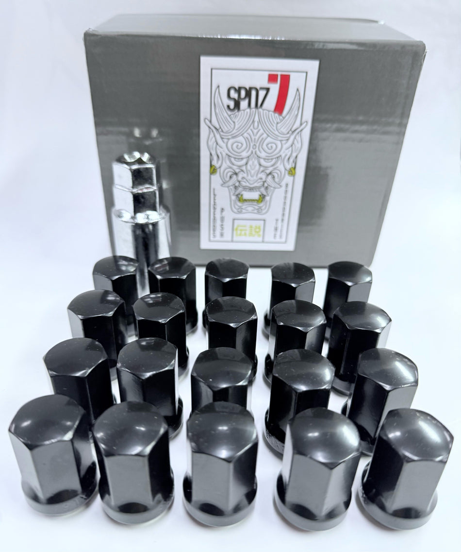 SPDZ1 14x1.5 Thin Wall Closed-End Lug Nuts (35mm) – Includes Special Installation Socket (Black or Chrome)