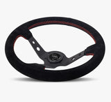 The Daytona | Black Alcantara Suede | Black Spoke | Red Stitch