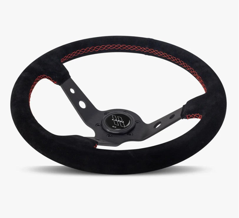 The Daytona | Black Alcantara Suede | Black Spoke | Red Stitch