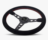 The Daytona | Black Alcantara Suede | Black Spoke | Red Stitch