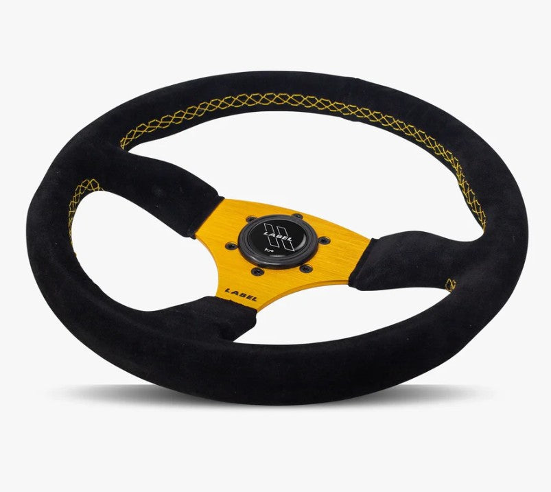 The Performa | Black Alcantara Suede | Gold Spoke | Gold Stitch