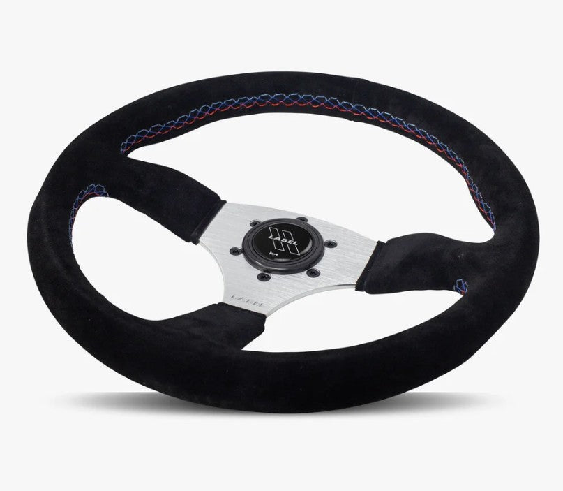 The Performa | Black Alcantara Suede | Silver Spoke | Bavarian Stitch