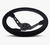 The Daytona | Black Alcantara Suede | Black Spoke | Bavarian Stitch