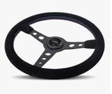 The Daytona | Black Alcantara Suede | Black Spoke | Bavarian Stitch
