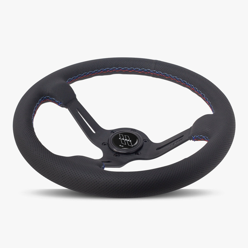 The Le Mans | Black Perforated Leather | Black Spoke | Bavarian Stitch