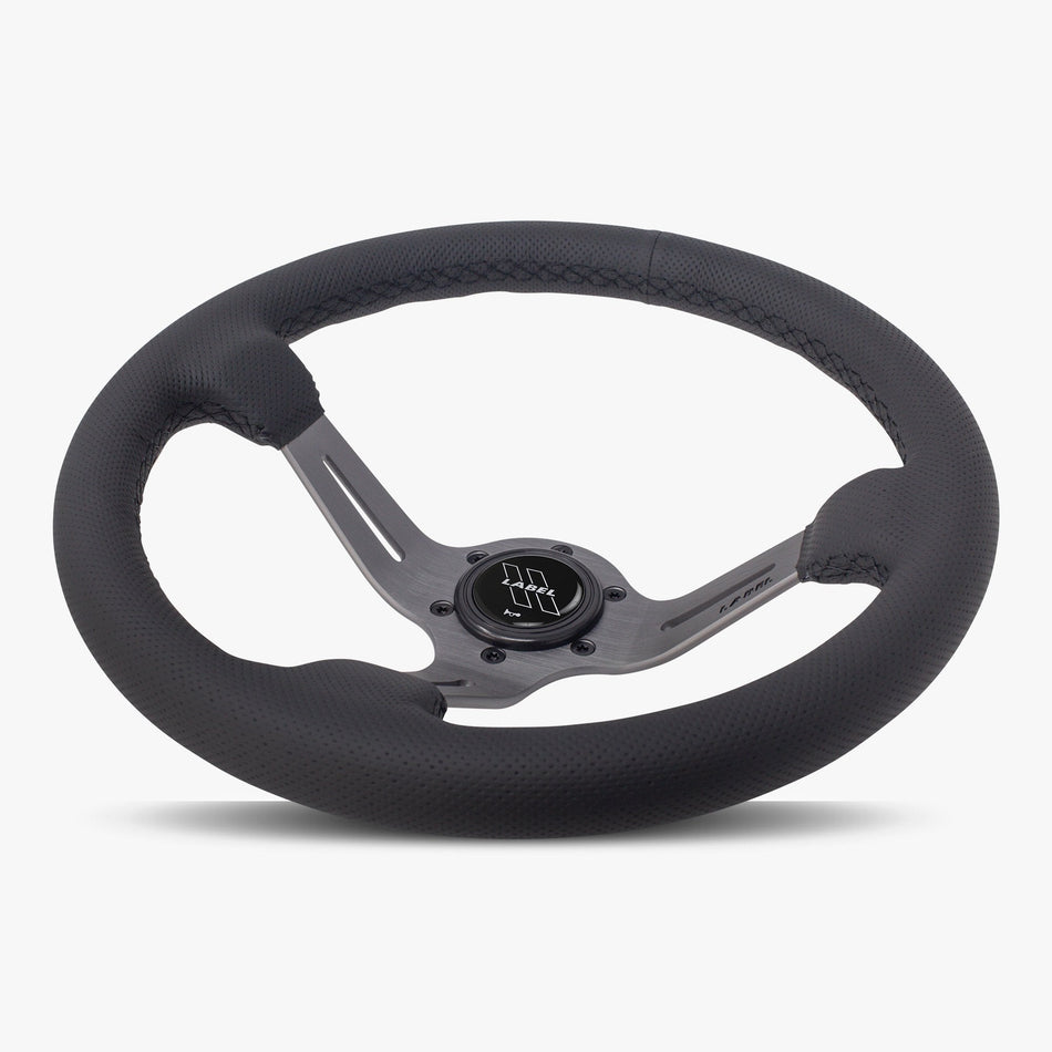 The Le Mans | Black Perforated Leather | Graphite Spoke | Black Stitch