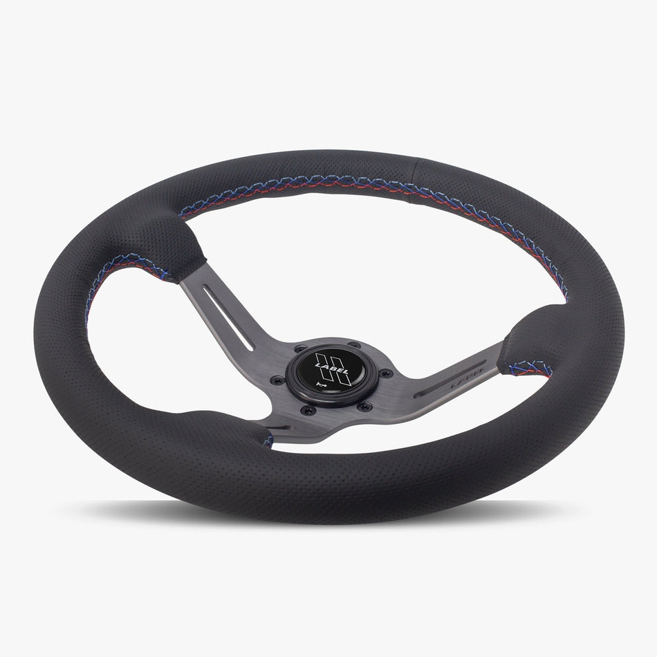 The Le Mans | Black Perforated Leather | Graphite Spoke | Bavarian Stitch