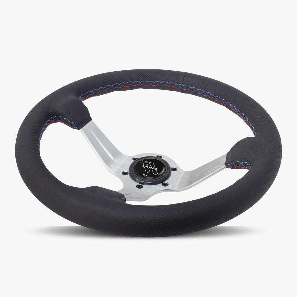 The Le Mans | Black Perforated Leather | Silver Spoke | Bavarian Stitch